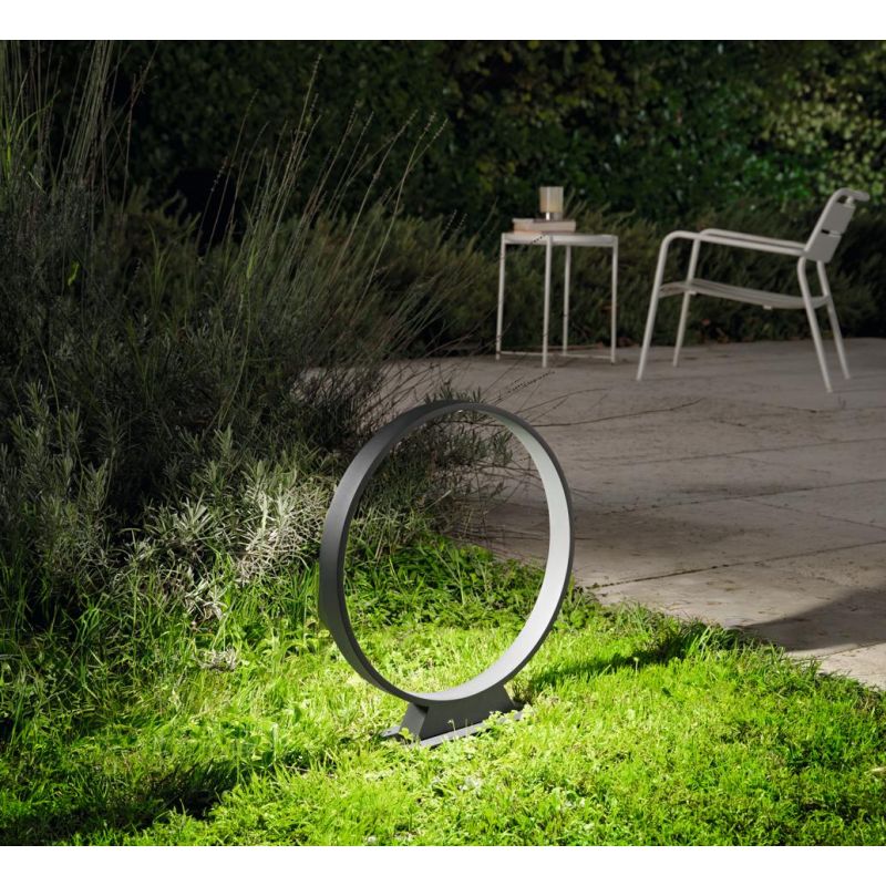 MIRTA LAMPADA DA GIARDINO CON FORMA A CERCHIO D40 CM IP54 LED 5W LUCE 3000K-4000K CORTEN E ANTRACITE MODERNA