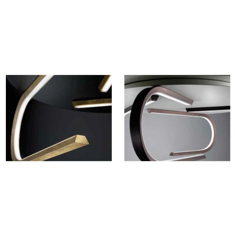 GLIFO PLAFONIERA IN FOGLIA ORO CON BASE NERA LED 80W LUCE 2700K-3000K-4000K DIAMETRO CM 65 MODERNA