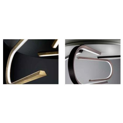GLIFO PLAFONIERA IN FOGLIA ORO CON BASE NERA LED 80W LUCE 2700K-3000K-4000K DIAMETRO CM 65 MODERNA
