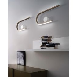GLIFO LAMPADA DA PARETE LED 23W LUCE 2700K, 3000K E 4000K TORTORA CON BASE BIANCA DESIGN MODERNO 2