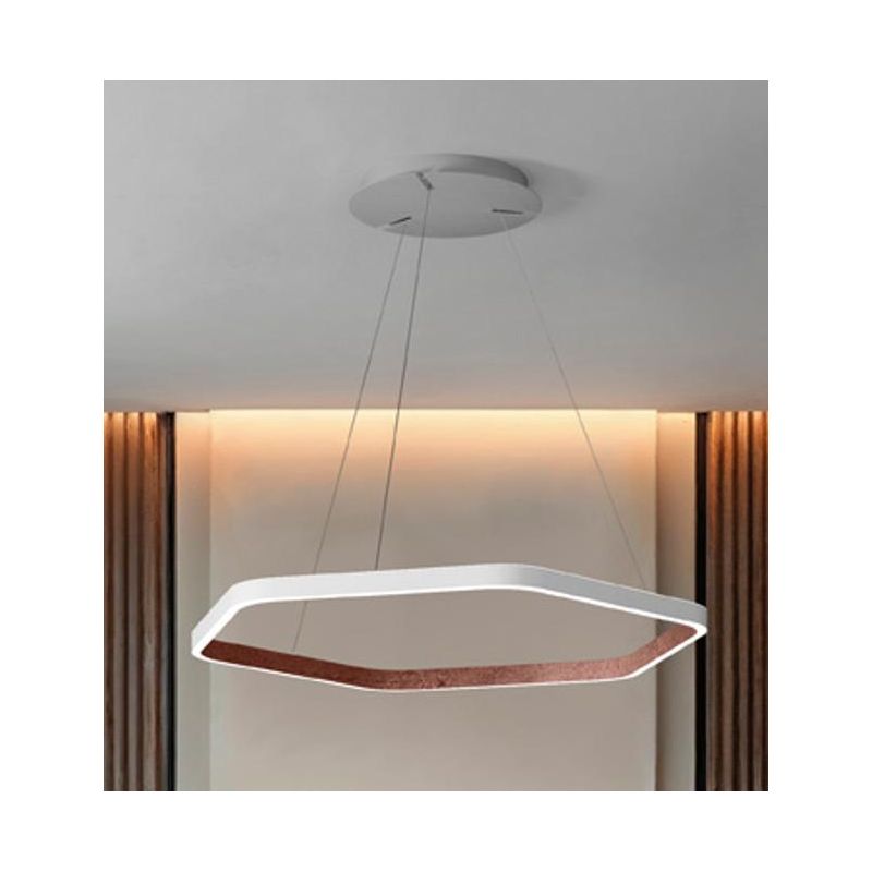DIAMANTE LAMPADARIO A SOSPENSIONE ESAGONALE BIEMISSIONE LED 100W LUCE 2700K, 3000K E 4000K MODERNO