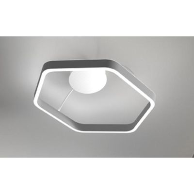 DIAMANTE PLAFONIERA ESAGONALE FINITURA GRIGIA BIEMISSIONE LED 100W LUCE 2700K, 3000K E 4000K MODERNA