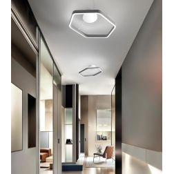 DIAMANTE PLAFONIERA ESAGONALE FINITURA GRIGIA BIEMISSIONE LED 100W LUCE 2700K, 3000K E 4000K MODERNA 2