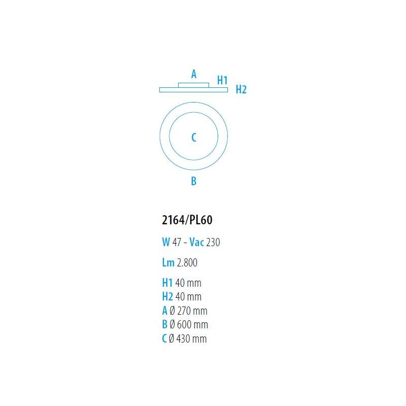 PICO LAMPADA DA PARETE O SOFFITTO BICOLORE LED 47W LUCE 2700K, 3000K E 4000K DIAMETRO CM 60 MODERNA
