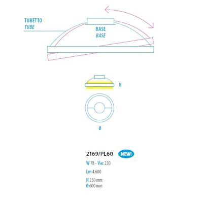 LOOP PLAFONIERA CIRCOLARE FINITURA FERRO E FOGLIA ARGENTO BIEMISSIONE LED 78W LUCE 2700K, 3000K E 4000K MODERNA