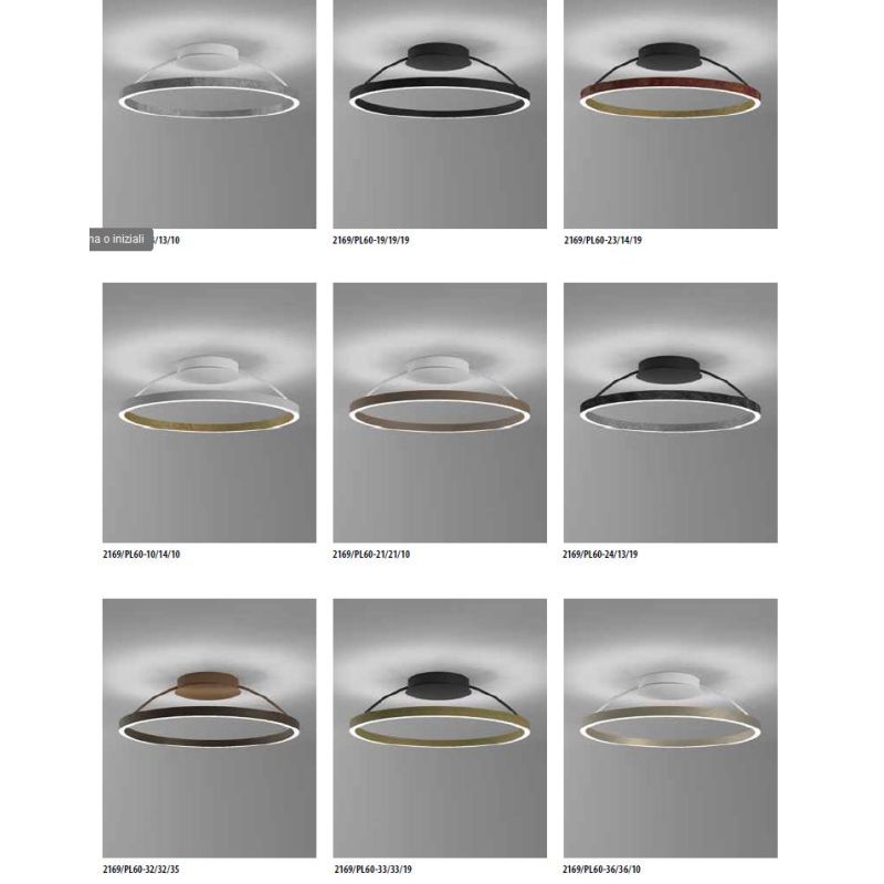 LOOP PLAFONIERA CIRCOLARE FINITURA FERRO E FOGLIA ARGENTO BIEMISSIONE LED 78W LUCE 2700K, 3000K E 4000K MODERNA