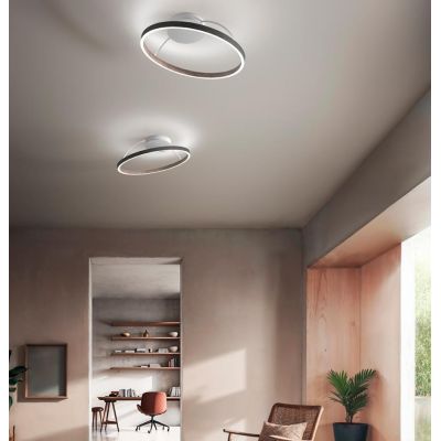 LOOP PLAFONIERA CIRCOLARE FINITURA FERRO E FOGLIA ARGENTO BIEMISSIONE LED 78W LUCE 2700K, 3000K E 4000K MODERNA