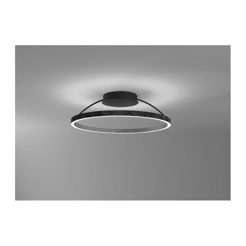 LOOP PLAFONIERA CIRCOLARE FINITURA FERRO E FOGLIA ARGENTO BIEMISSIONE LED 78W LUCE 2700K, 3000K E 4000K MODERNA