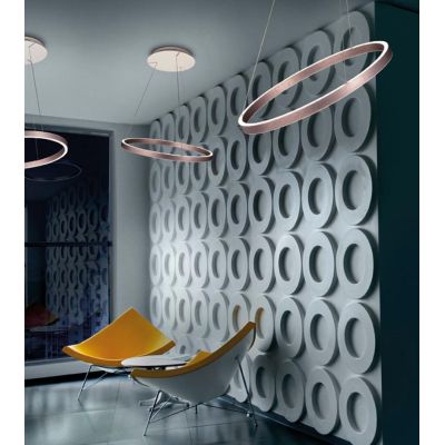 LOOP LAMPADARIO D50 CM CIRCOLARE FINITURA ROSE' SPAZZOLATO BIEMISSIONE LED 66W LUCE 2700K, 3000K E 4000K MODERNA