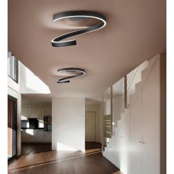 SPIRA PLAFONIERA ORIGINALE D60 CM ALLUMINIO FINITURA NERA LED 60W LUCE 2700K, 3000K E 4000K MODERNA 2