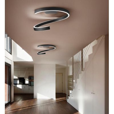 SPIRA PLAFONIERA ORIGINALE D60 CM ALLUMINIO FINITURA NERA LED 60W LUCE 2700K, 3000K E 4000K MODERNA