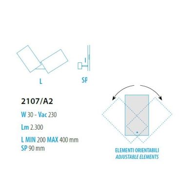 TIME LAMPADA DA PARETE CON DIFFUSORI ORIENTABILI IN ALLUMINIO 6 COLORI LED 30W LUCE 2700K,3000K E 4000K MODERNA