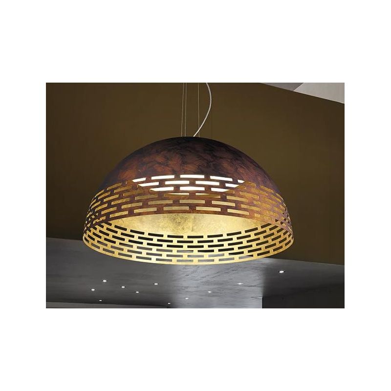 GREKA LAMPADARIO A SOSPENSIONE D70 CM IN ALLUMINIO TRAFORATO BICOLORE LED 43W LUCE 2700K,3000K E 4000K