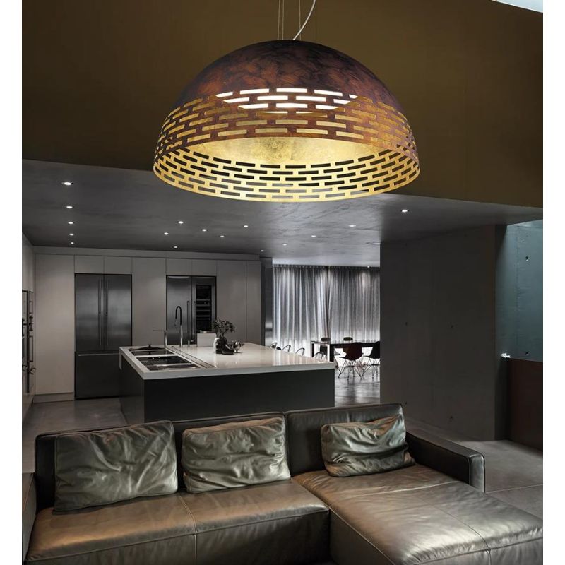 GREKA LAMPADARIO A SOSPENSIONE D70 CM IN ALLUMINIO TRAFORATO BICOLORE LED 43W LUCE 2700K,3000K E 4000K