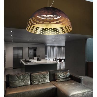 GREKA LAMPADARIO A SOSPENSIONE D70 CM IN ALLUMINIO TRAFORATO BICOLORE LED 43W LUCE 2700K,3000K E 4000K