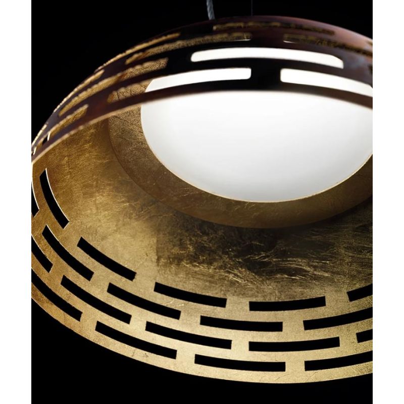 GREKA LAMPADARIO A SOSPENSIONE D70 CM IN ALLUMINIO TRAFORATO BICOLORE LED 43W LUCE 2700K,3000K E 4000K