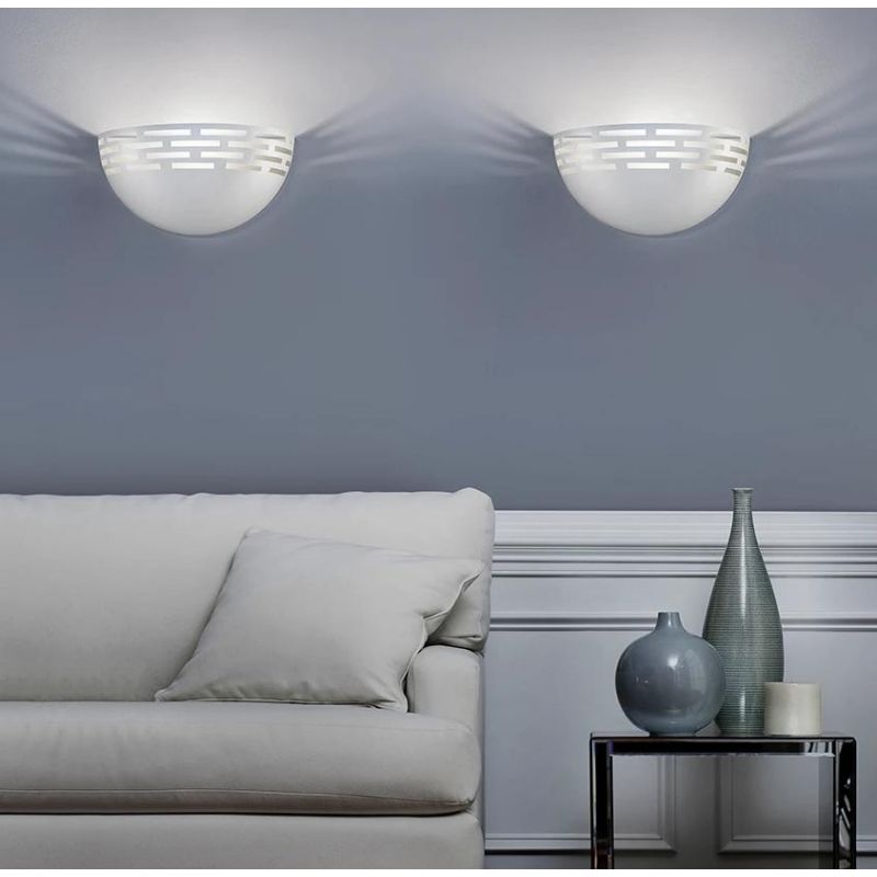 GREKA APPLIQUE A VASCHETTA IN ALLUMINIO TRAFORATO BIANCO LED 17W DIMMERABILE LUCE 2700K,3000K E 4000K