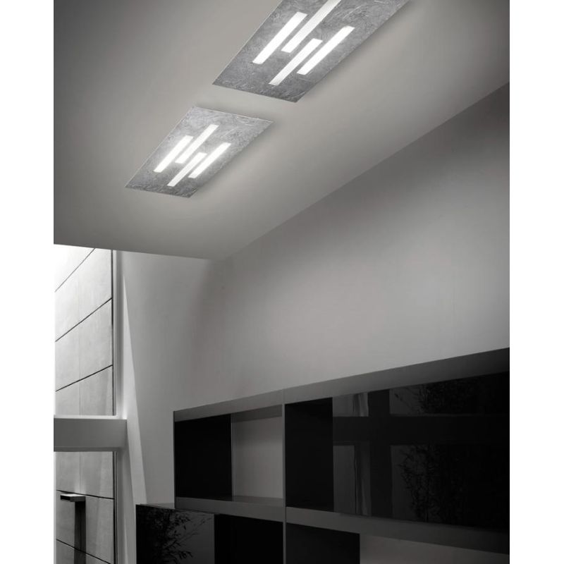 GAMMA PLAFONIERA RETTANGOLARE A LED 34,5W IN FOGLIA ORO O ARGENTO FB Braga - Cristalensi Shop Online
