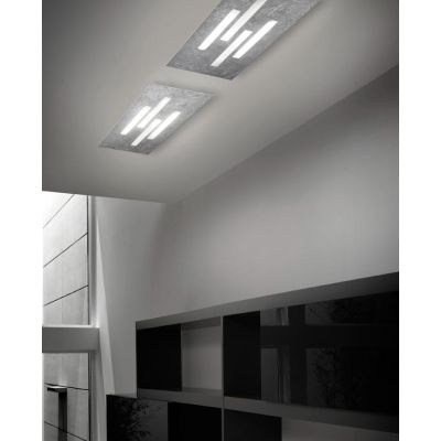 GAMMA PLAFONIERA RETTANGOLARE A LED 34,5W IN FOGLIA ORO O ARGENTO FB Braga - Cristalensi Shop Online