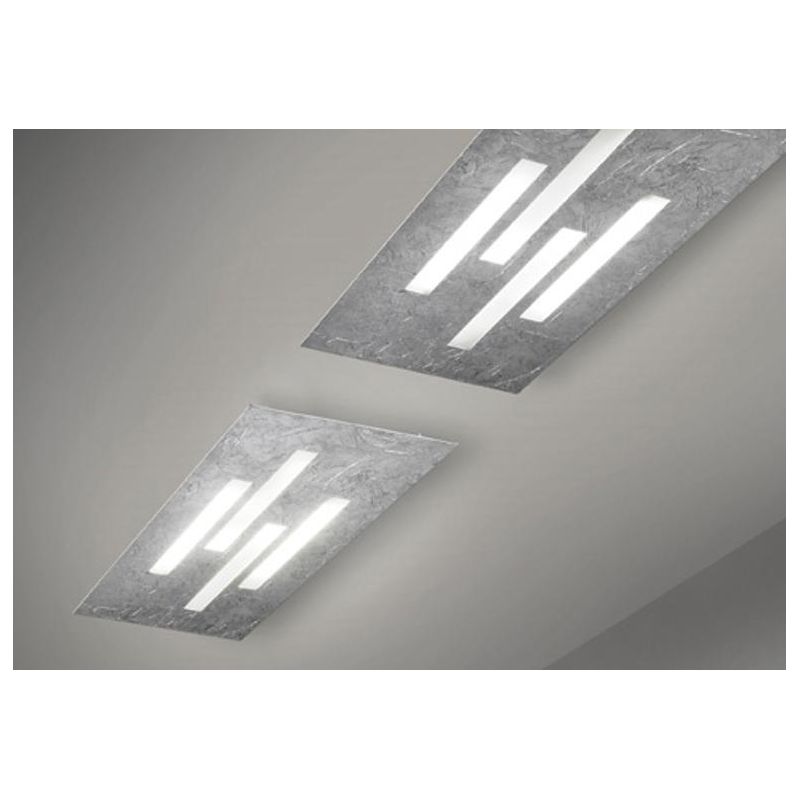 GAMMA PLAFONIERA RETTANGOLARE A LED 34,5W IN FOGLIA ORO O ARGENTO FB Braga - Cristalensi Shop Online