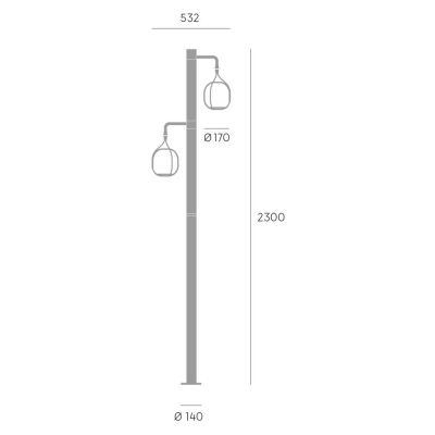 BERTA PALO 2 LUCI H230 CM ALLUMINIO ANTRACITE IP54 LED 23W LUCE 3000K E 4000K DESIGN MODERNO ED ORIGINALE SOVIL