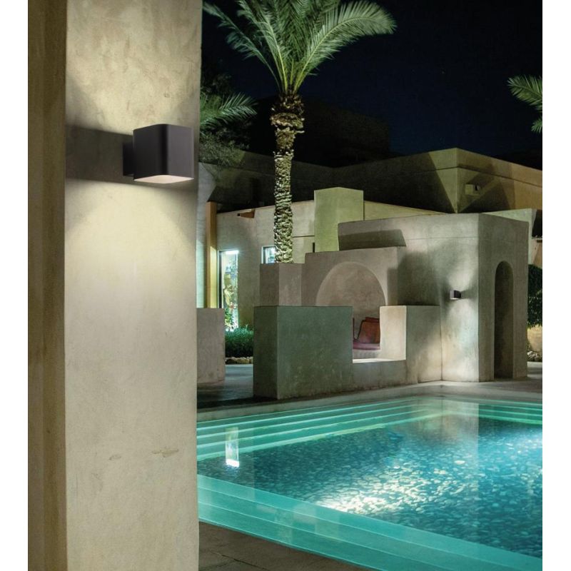 DADO APPLIQUE DA ESTERNO BIEMISSIONE IP54 BIANCO E NERO LAMPADINA ATTACCO E27 MODERNA SOVIL