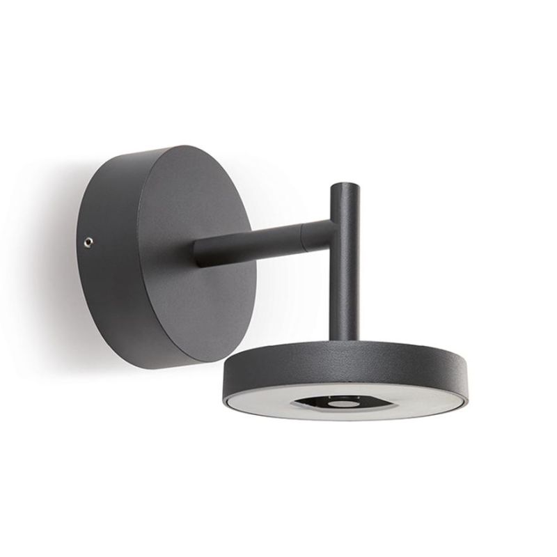 DONUT APPLIQUE DA ESTERNO ORIENTABILE LED 12W IP54 ALLUMINIO ANTRACITE LUCE 3000K E 4000K MODERNA SOVIL