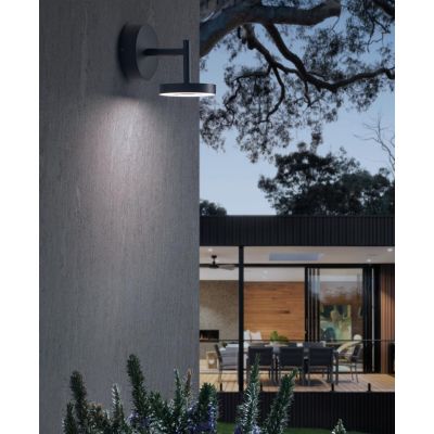 DONUT APPLIQUE DA ESTERNO ORIENTABILE LED 12W IP54 ALLUMINIO ANTRACITE LUCE 3000K E 4000K MODERNA SOVIL