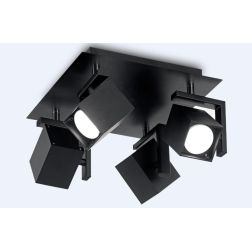 LAMPADA DA SOFFITTO QUADRATA IN METALLO NERO O BIANCO CON 4 FARETTI ORIENTABILI CRISTALENSI - Cristalensi Shop Online 2