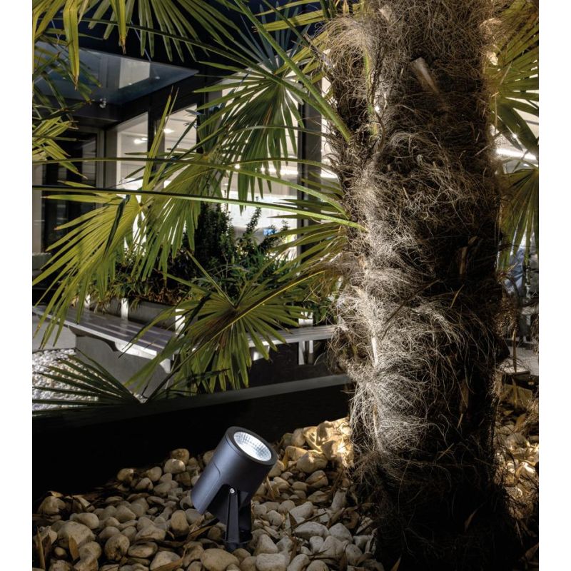 FLORA FARETTO SPOT DA ESTERNO ORIENTABILE CON PICCHETTO IP65 NERO 3 MISURE LED INTEGRATO LUCE 3000K E 4000K SOVIL