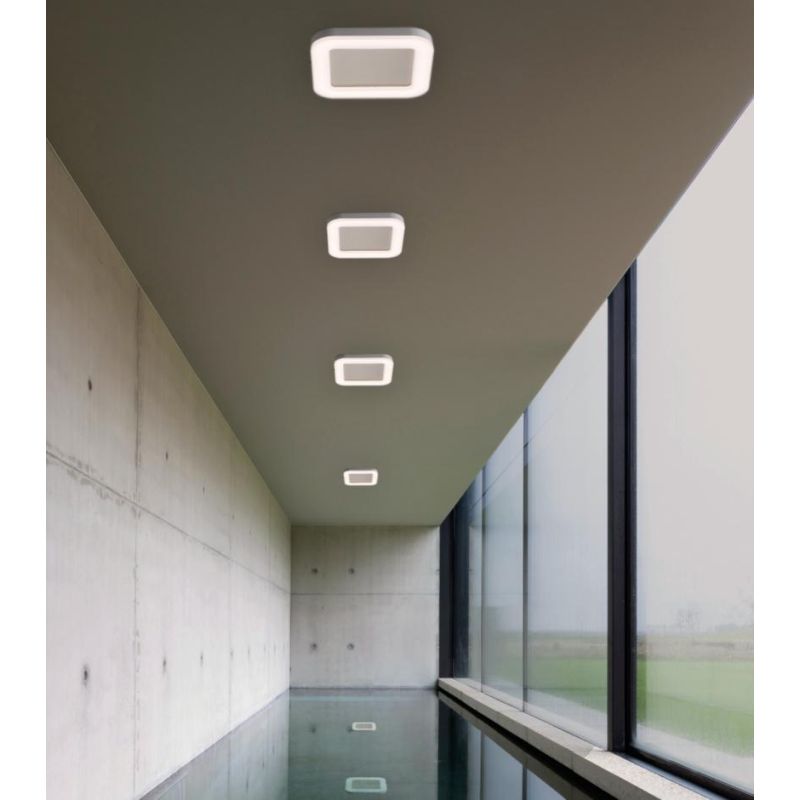 RIO PLAFONIERA QUADRATA DA ESTERNO IP65 BIANCA LED 24W LUCE CCT 3000K-4000K-6500K MODERNA DI SOVIL