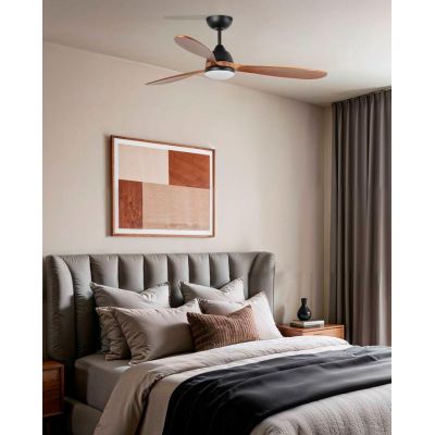 POROS VENTILATORE A SOFFITTO LUCE LED 19W LUCE 2700K DIAMETRO CM 132 3 PALE IN LEGNO E TELECOMANDO FARO VENTILATORI - Cristalens