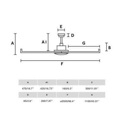 ROTTERDAM 25 VENTILATORE D250 CM LED 32W LUCE 3000K BIANCO O NERO 6 PALE TELECOMANDO INCLUSO