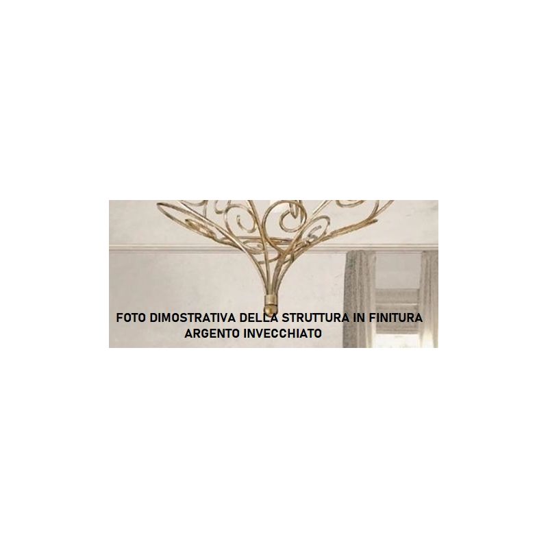 4370 PLAFONIERA DIAMETRO 65 CM IN FERRO BATTUTO FINITURA ORO INVECCHIATO CON VETRO CREMA SATINATO LAM EXPORT - Cristalensi Shop