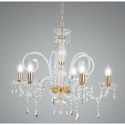 MARIA TERESA T4 LAMPADARIO CLASSICO A 5 LUCI IN VETRO TRASPARENTE CON FINITURE ORO di ONDALUCE ONDALUCE CICIRIELLO - Cristalensi
