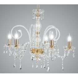 MARIA TERESA T4 LAMPADARIO CLASSICO A 5 LUCI IN VETRO TRASPARENTE CON FINITURE ORO di ONDALUCE ONDALUCE CICIRIELLO - Cristalensi 2