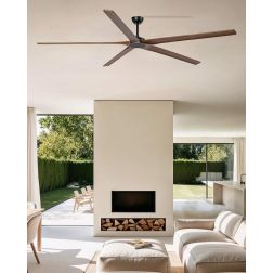 BIGWOOD 24 VENTILATORE D240 CM SENZA LUCE NERO CON 5 PALE IN LEGNO NOCE TELECOMANDO INCLUSO