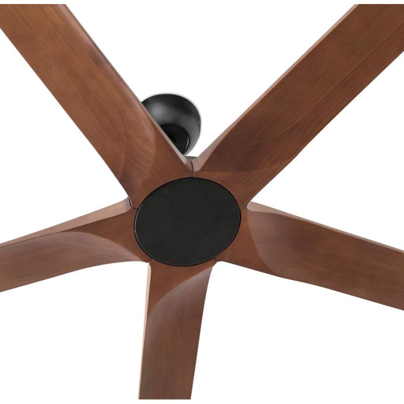 BIGWOOD 24 VENTILATORE D240 CM SENZA LUCE NERO CON 5 PALE IN LEGNO NOCE TELECOMANDO INCLUSO