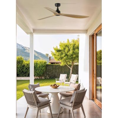 OUTWOOD VENTILATORE D150 CM SENZA LUCE IP44 BIANCO O MARRONE CON 3 PALE E TELECOMANDO INCLUSO