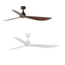 OUTWOOD VENTILATORE D150 CM SENZA LUCE IP44 MARRONE O BIANCO CON 3 PALE E TELECOMANDO INCLUSO