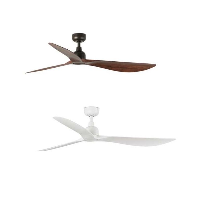 OUTWOOD VENTILATORE D150 CM SENZA LUCE IP44 MARRONE O BIANCO CON 3 PALE E TELECOMANDO INCLUSO