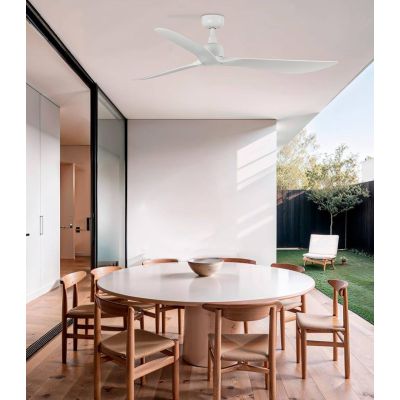 OUTWOOD VENTILATORE D150 CM SENZA LUCE IP44 MARRONE O BIANCO CON 3 PALE E TELECOMANDO INCLUSO