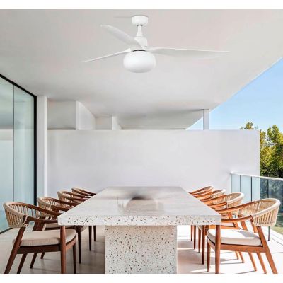 OUTWOOD VENTILATORE D150 CM IP44 MARRONE O BIANCO CON 3 PALE LAMPADINA ATTACCO E27 TELECOMANDO INCLUSO