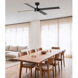 RUDDER L4 VENTILATORE D132 CM LED 20W DIMMERABILE BIANCO O NERO CON 4 PALE IN LEGNO TELECOMANDO INCLUSO 2