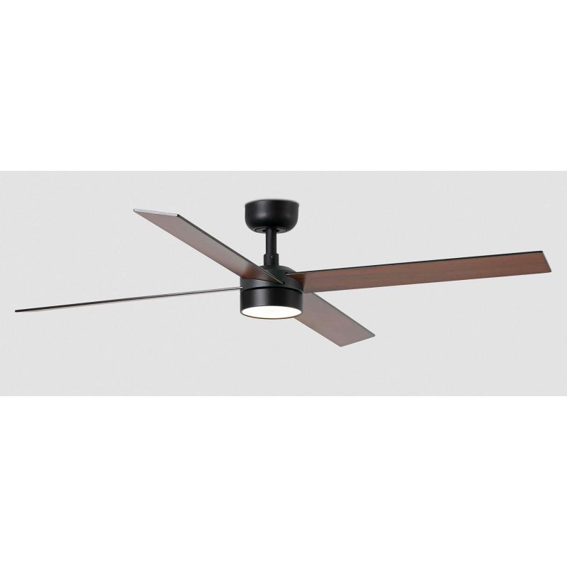 RUDDER L4 VENTILATORE D132 CM LED 20W DIMMERABILE BIANCO O NERO CON 4 PALE IN LEGNO TELECOMANDO INCLUSO
