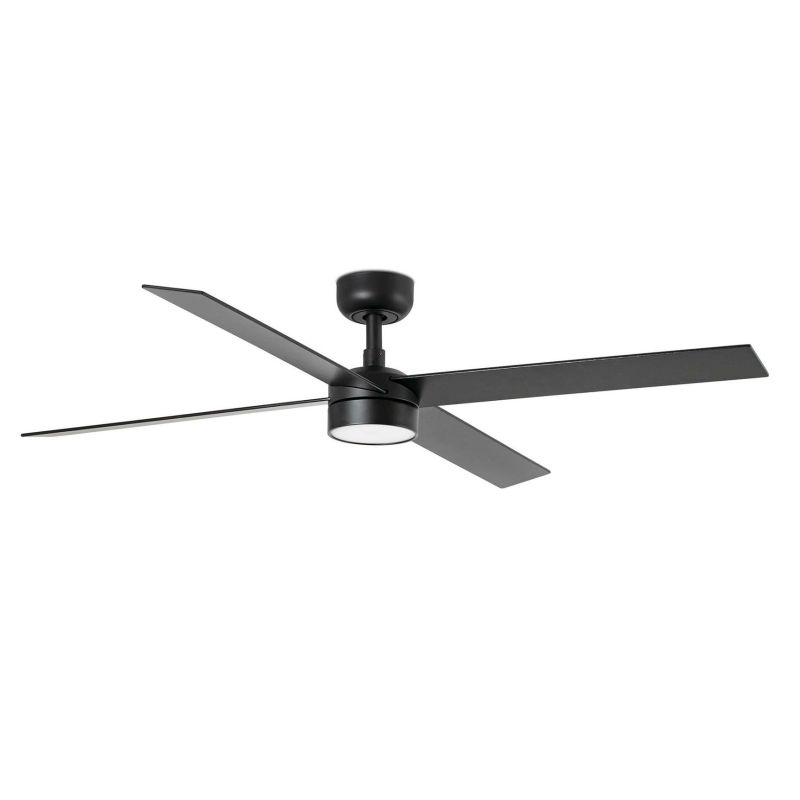 RUDDER L4 VENTILATORE D132 CM LED 20W DIMMERABILE BIANCO O NERO CON 4 PALE IN LEGNO TELECOMANDO INCLUSO
