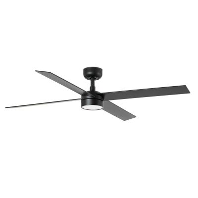 RUDDER L4 VENTILATORE D132 CM LED 20W DIMMERABILE BIANCO O NERO CON 4 PALE IN LEGNO TELECOMANDO INCLUSO
