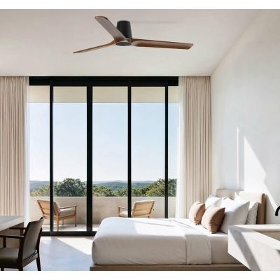 HEYWOOD TUB VENTILATORE D132 CM SENZA LUCE BIANCO O NERO CON 3 PALE IN LEGNO E TELECOMANDO INCLUSO