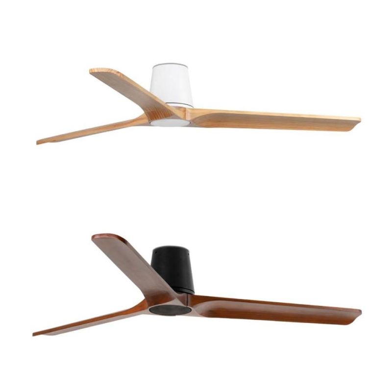 HEYWOOD TUB VENTILATORE D132 CM SENZA LUCE BIANCO O NERO CON 3 PALE IN LEGNO E TELECOMANDO INCLUSO