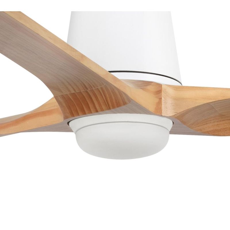 HEYWOOD TUB VENTILATORE D132 CM LED 10W DIMMERABILE BIANCO O NERO 3 PALE IN LEGNO E TELECOMANDO INCLUSO